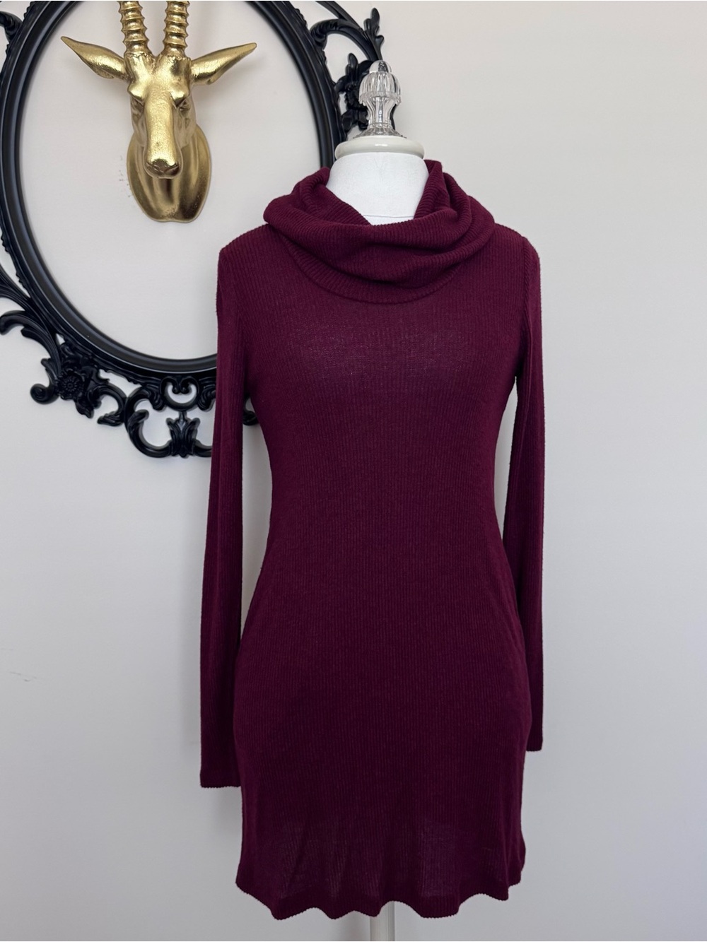 Z Supply Burgundy Cowl Neck Sweater Dress